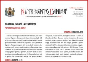 Scopri di più sull'articolo Nutrimento per l’Anima – DOMENICA 26 DOPO LA PENTECOSTE Parabola del ricco stolto